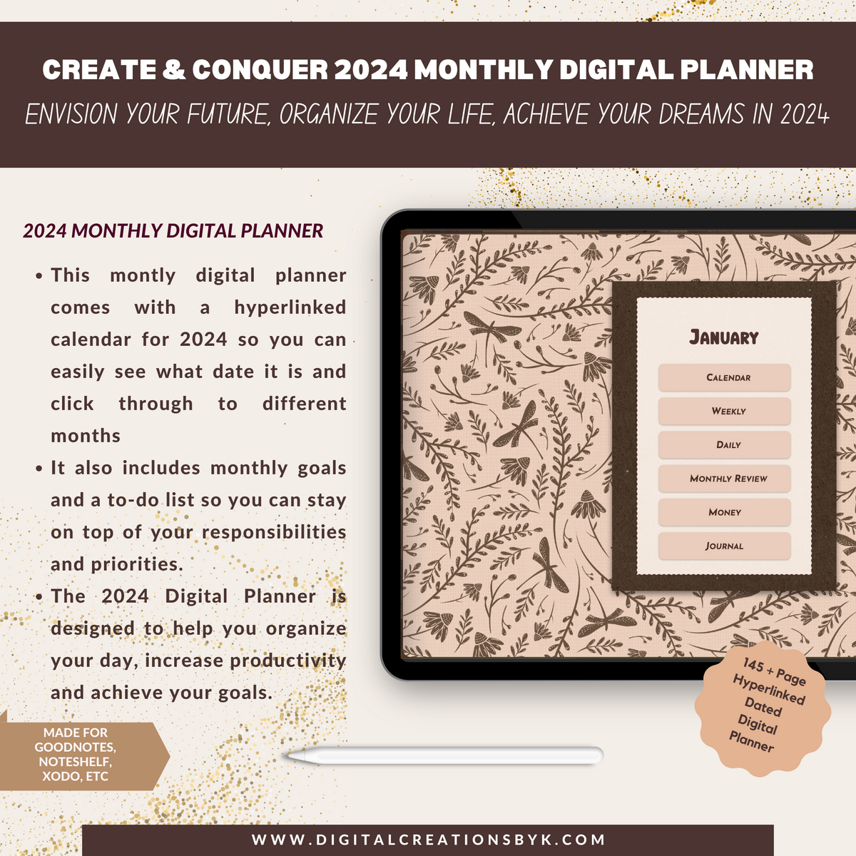 Create & Conquer 2024 Monthly Digital Planner