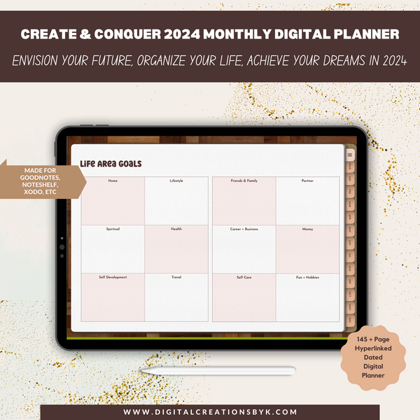 Create & Conquer 2024 Monthly Digital Planner