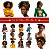 Black Girl Professional Clipart Bundle | 30 PNG 300 DPI Commercial Use