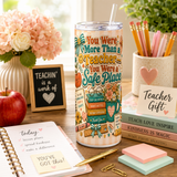 More Than a Teacher Tumbler Wrap PNG – You Were a Safe Place Retro 20oz Sublimation Design