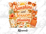 Sunshine and lesson planning with school supplies and sunny motifs.