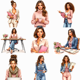 Latina Boss Lady Clipart Bundle | 30 PNG 300 DPI Commercial Use