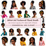 Black Girl Professional Clipart Bundle | 30 PNG 300 DPI Commercial Use