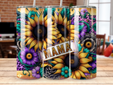 Colorful Sunflower Mama Tumbler Wrap, 20oz Skinny Tumbler Sublimation, Tropical Floral Digital Download PNG, Mother's Day Gift Design