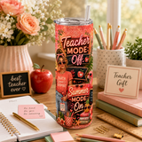 Teacher Summer Tumbler Wrap PNG – Teacher Mode Off, Summer Mode On 20oz Sublimation Design