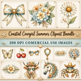 Coastal Cowgirl Summer Clipart Bundle | 85 PNG 300 DPI Commercial Use