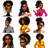 Black Girl Professional Clipart Bundle | 30 PNG 300 DPI Commercial Use