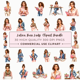 Latina Boss Lady Clipart Bundle | 30 PNG 300 DPI Commercial Use