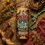 America 250 Tumbler Wrap PNG | The American Spirit Lives On | Western 20oz Skinny Sublimation Design | 1776-2026 | Instant Download