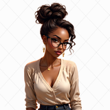 Black Girl Professional Clipart Bundle | 30 PNG 300 DPI Commercial Use
