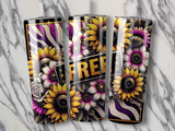 Sunflower Zebra 20oz Skinny Tumbler Wraps, Digital Sublimation Design, PNG, Commercial Use, Straight and Tapered Files