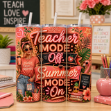 Teacher Summer Tumbler Wrap PNG – Teacher Mode Off, Summer Mode On 20oz Sublimation Design