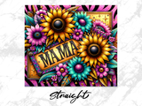 Floral wreath with sunflowers and daisies spelling out "MAMA".