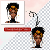 Black Girl Professional Clipart Bundle | 30 PNG 300 DPI Commercial Use
