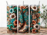 Western Floral 20oz Skinny Tumbler Wrap, Sublimation Design, Sublimation PNG, Floral Boot Printable, Commercial Use