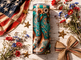 Western Floral 20oz Skinny Tumbler Wrap, Sublimation Design, Sublimation PNG, Floral Boot Printable, Commercial Use
