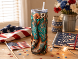 Western Floral 20oz Skinny Tumbler Wrap, Sublimation Design, Sublimation PNG, Floral Boot Printable, Commercial Use