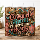 Cowgirl Spirit American Heart PNG | Western Sublimation Design | Patriotic Cowgirl Shirt Design | Boots & Bandana | Instant Download