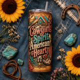 Cowgirl Spirit American Heart PNG | Western Sublimation Design | Patriotic Cowgirl Shirt Design | Boots & Bandana | Instant Download