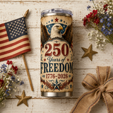 America 250 Tumbler Wrap PNG | 250 Years of Freedom | Patriotic Eagle 20oz Skinny Sublimation Design | 1776-2026 | Instant Download