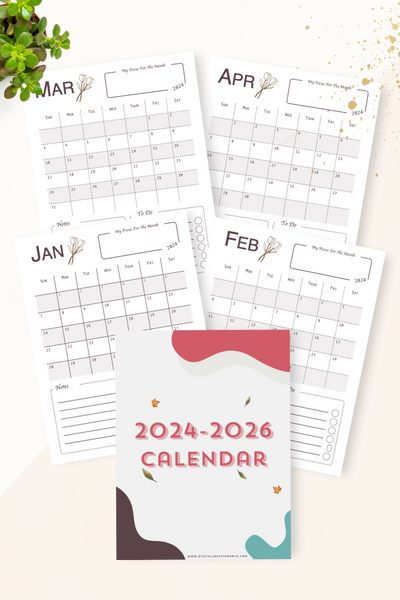 2024 2026 Dated Monthly Calendars Printables
