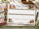 Farmhouse Meal Planner Printable Bundle – Weekly Menu, Grocery List & Recipe Organizer