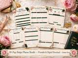 Pink & Gold Budget Planner Printable Bundle – 20-Page Monthly Budget, Bill & Debt Tracker Set