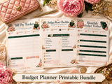 Pink & Gold Budget Planner Printable Bundle – 20-Page Monthly Budget, Bill & Debt Tracker Set