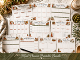 Farmhouse Meal Planner Printable Bundle – Weekly Menu, Grocery List & Recipe Organizer