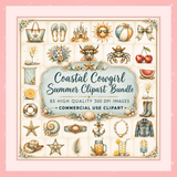 Coastal Cowgirl Summer Clipart Bundle | 85 PNG 300 DPI Commercial Use