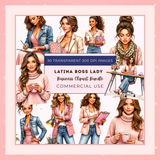 Latina Boss Lady Clipart Bundle | 30 PNG 300 DPI Commercial Use