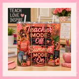 Teacher Summer Tumbler Wrap PNG – Teacher Mode Off, Summer Mode On 20oz Sublimation Design