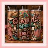 Cowgirl Spirit American Heart PNG | Western Sublimation Design | Patriotic Cowgirl Shirt Design | Boots & Bandana | Instant Download