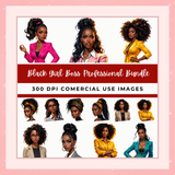 Black Girl Professional Clipart Bundle | 30 PNG 300 DPI Commercial Use