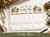 Farmhouse Meal Planner Printable Bundle – Weekly Menu, Grocery List & Recipe Organizer