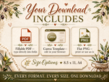 Farmhouse Meal Planner Printable Bundle – Weekly Menu, Grocery List & Recipe Organizer