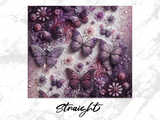 Intricate purple butterflies and flowers with glitter accents, text "Straight".