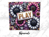 Floral pattern with sunflowers and dice, featuring "PLAY" and "Tapened" text.