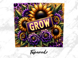 Sunflower 20oz Skinny Tumbler Wrap, Sublimation Design, Digital Download, Grow Flowers PNG, Commercial Use, Straight, Tapered