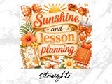 Sunshine and lesson planning with oranges and planner.