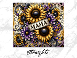 Floral design with sunflowers, purple flowers, and "MAMA" text.