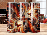 Three tumblers with a colorful, sparkling butterfly and floral design.