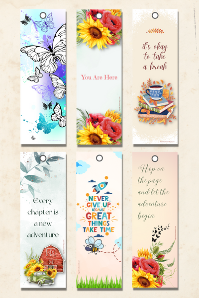 Motivation Printable Bookmarks (Set of 6)-Digital Creations by K